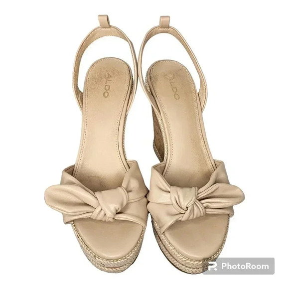 Aldo Beige Platform Shoes with Bow size 6.5 - Picture 1 of 9